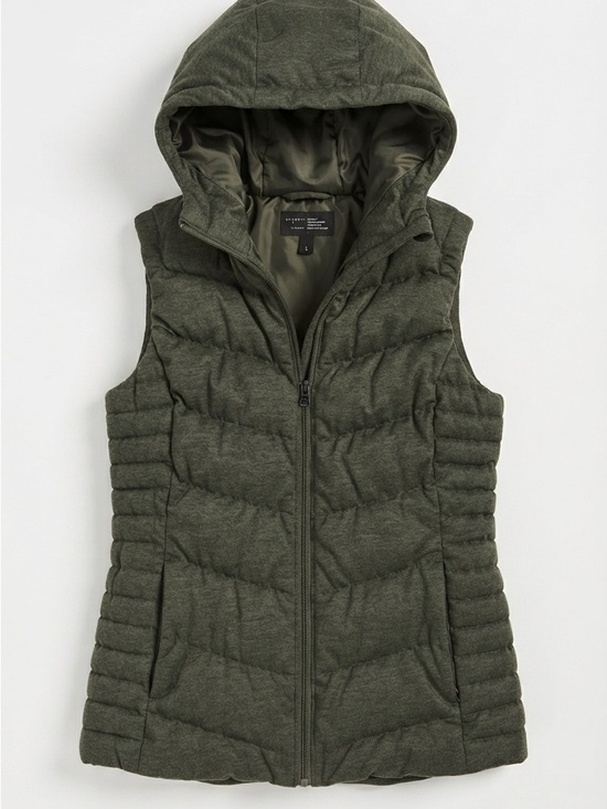 blanc noir Jackets & Blazers - BE BY BLANC NOIR Olive Green Hooded Puffer Vest Full Zip Size S